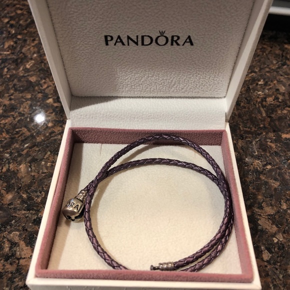 Pandora purple double-braided charm bracelet